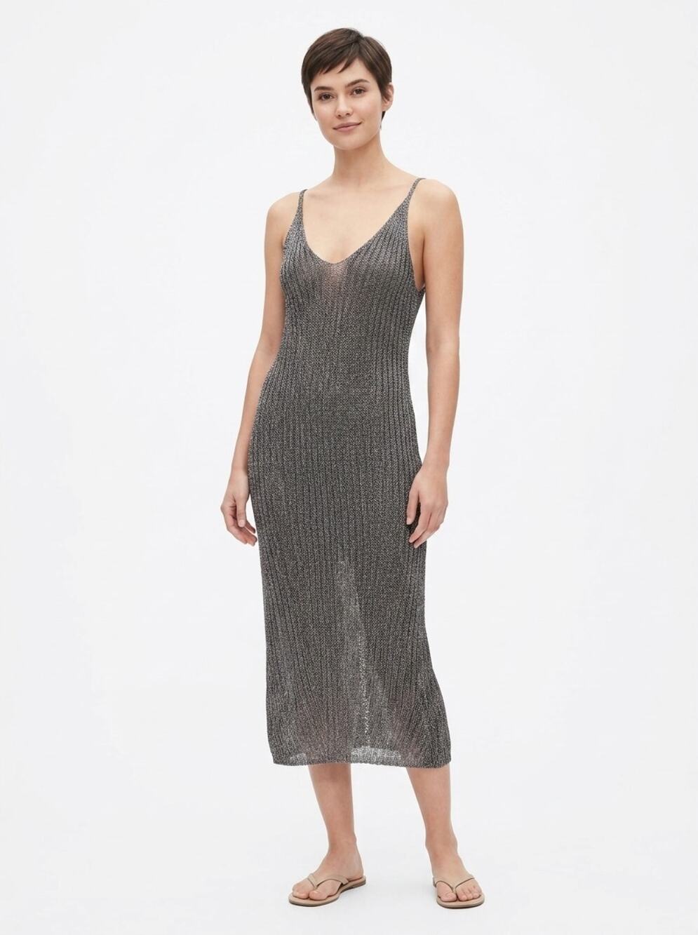 NWT love sen Gray Midi Knit Dress Lightweight Women Size M
